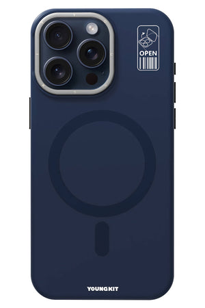 Youngkit Bitty Cream iPhone 15 Pro Magsafe Uyumlu Standlı Silikon Kılıf Mavi