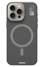 Youngkit Bitty Cream iPhone 15 Pro Magsafe Uyumlu Standlı Silikon Kılıf Gri Youngkit