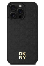 DKNY 3D Texture Pattern iPhone 15 Pro Magsafe Uyumlu Kılıf Siyah DKNY