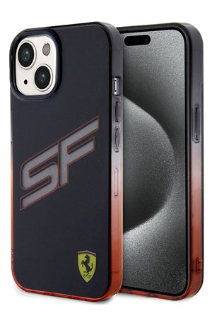 Ferrari iPhone 15 Uyumlu Gradient SF Silikon Kılıf Siyah