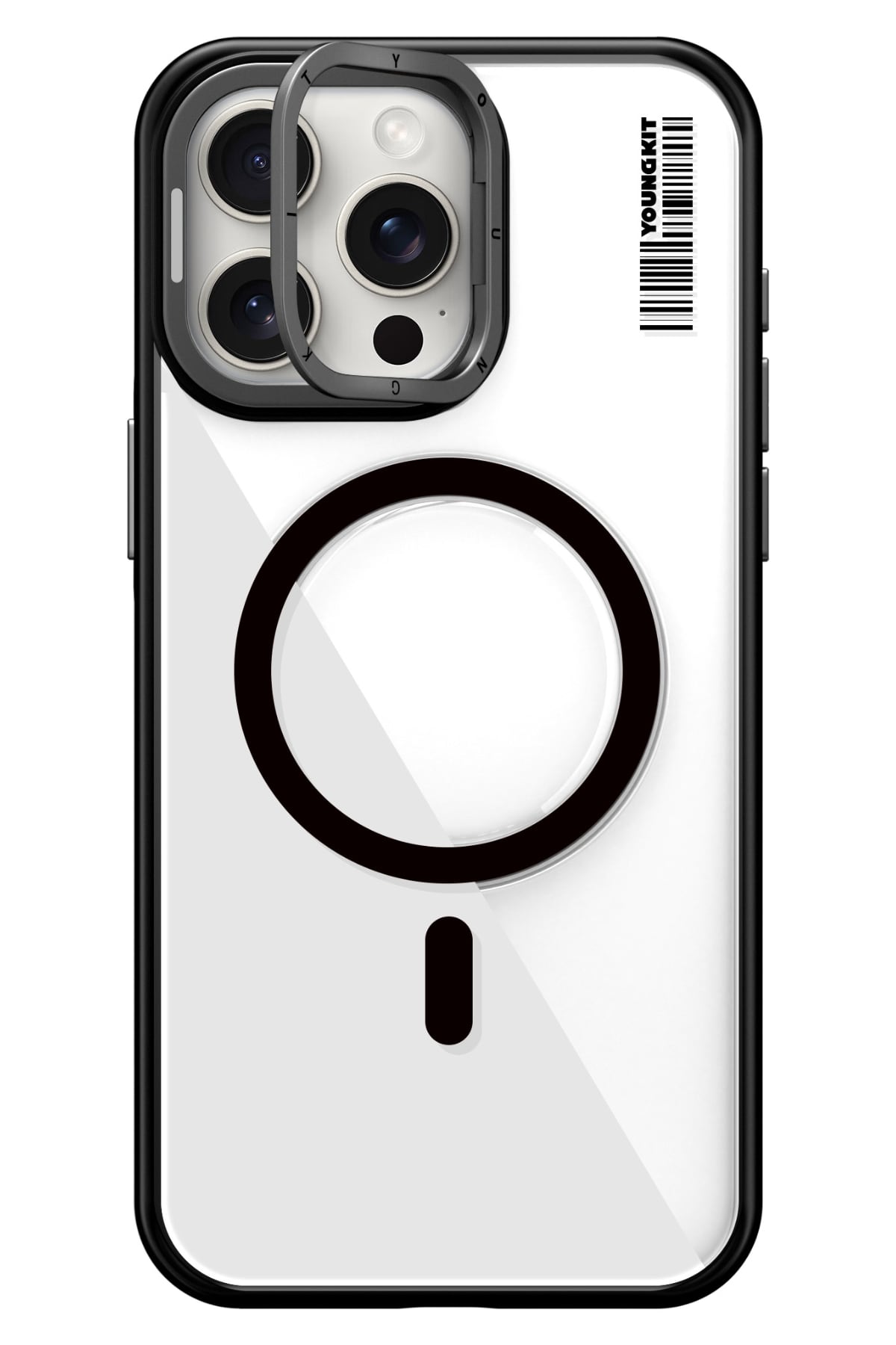 Youngkit Crystal Grid iPhone 15 Pro Max Magsafe Uyumlu Kılıf Siyah
