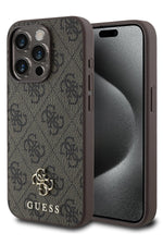 Guess Classic 4G Logolu iPhone 14 Pro Magsafe Uyumlu Kılıf Kahverengi Guess