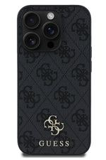 Guess Classic 4G Logolu iPhone 15 Pro Magsafe Uyumlu Kılıf Siyah Guess