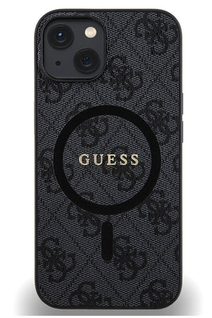 Guess iPhone 14 Magsafe Uyumlu 4G Desenli Kılıf Siyah