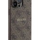 Guess iPhone 15 Pro Magsafe Uyumlu 4G Desenli Kılıf Kahverengi
