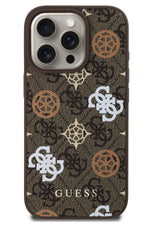 Guess Peony 4G Logolu iPhone 16 Pro Magsafe Uyumlu Kılıf Kahverengi Guess