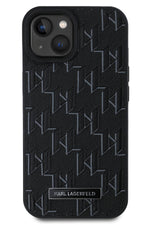 Karl Lagerfeld Hot Stamp iPhone 15 Magsafe Uyumlu Kılıf Siyah Karl Lagerfeld
