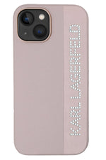 Karl Lagerfeld Saffiano Rhinestones iPhone 14 Kılıf Pembe Karl Lagerfeld
