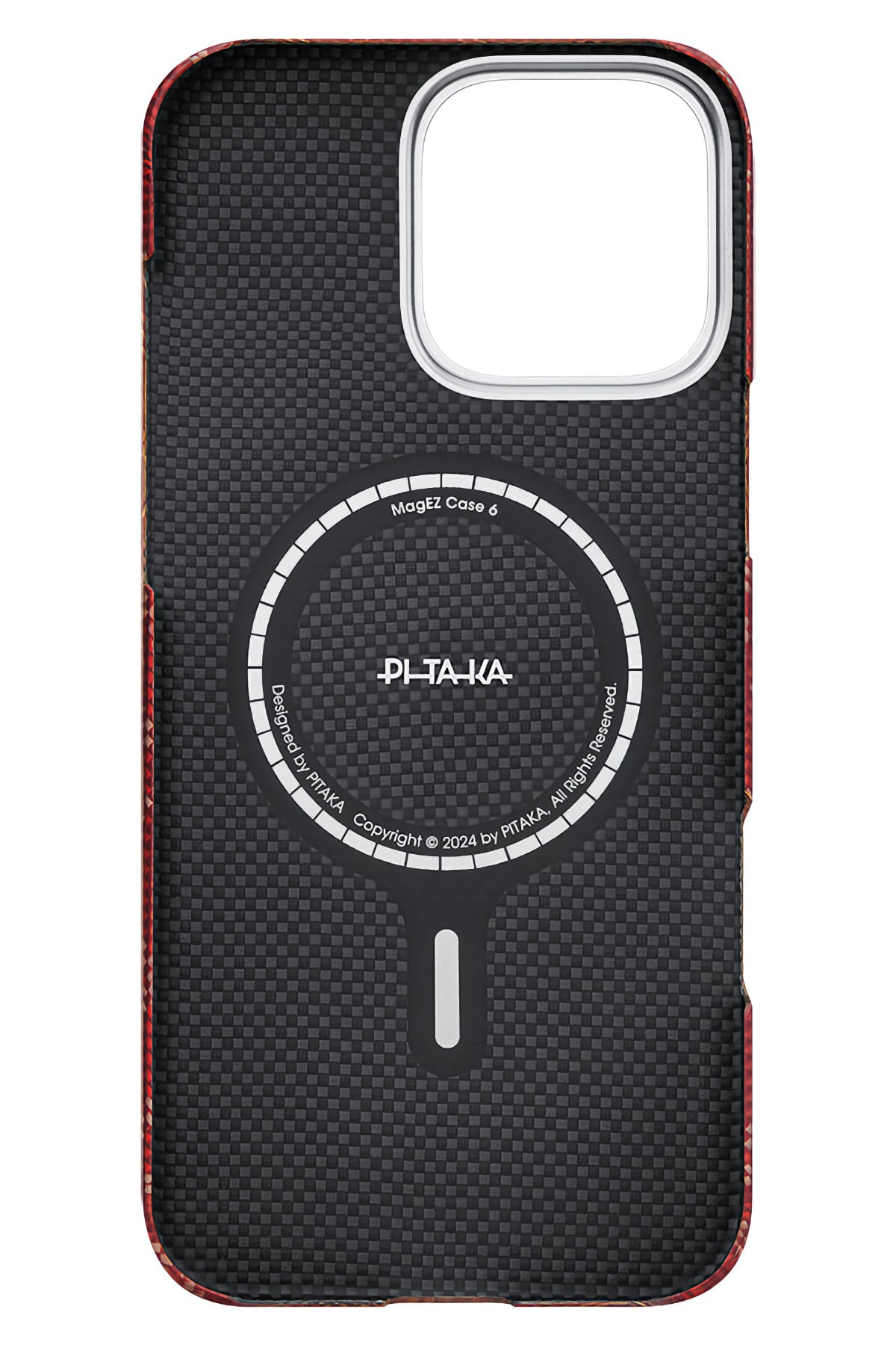 Pitaka Monogram iPhone 16 Pro Max MagSafe Uyumlu Aramid Fiber Kılıf Kırmızı Pitaka