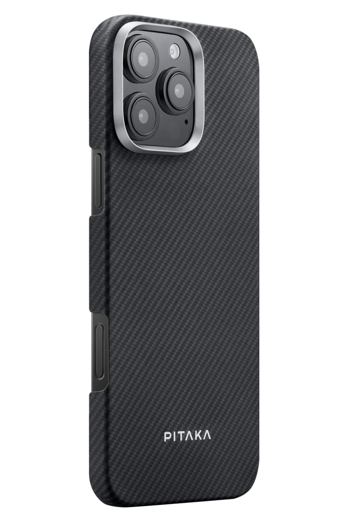 Pitaka Classic Ultra Slim Yüzük Standlı iPhone 16 Pro MagSafe Uyumlu 600D Aramid Fiber Kılıf Siyah (Kopya) Pitaka