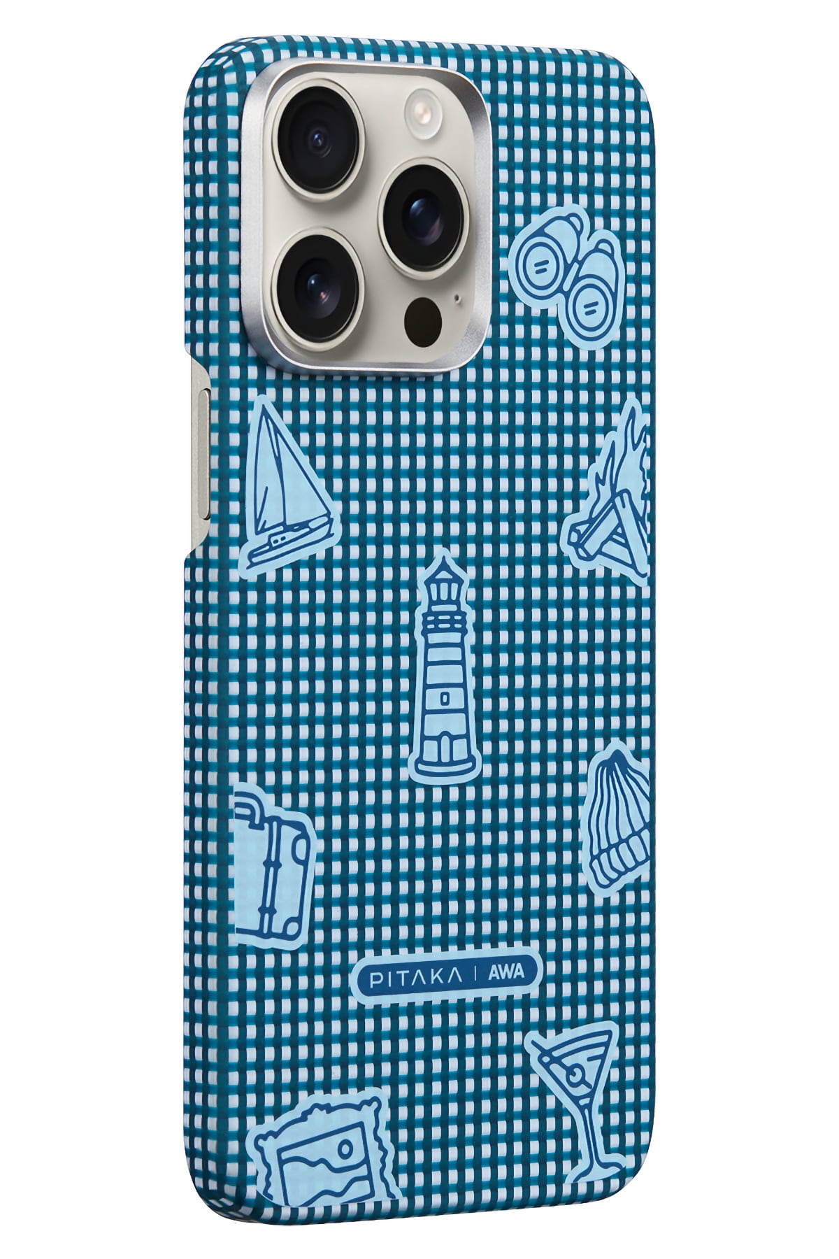 Pitaka Ultra Slim AWA iPhone 15 Pro Max MagSafe Uyumlu 600D Aramid Fiber Kılıf Ocean  Pitaka