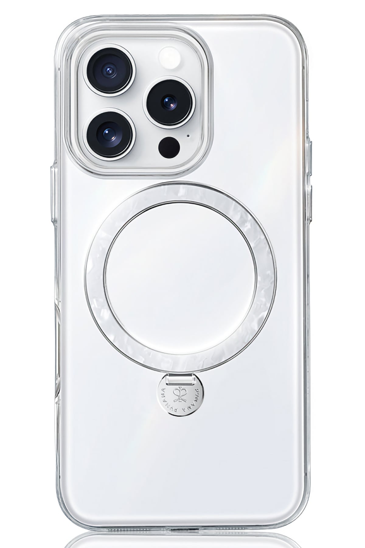 Pynana Dancing Streamer Magsafe Uyumlu iPhone 15 Pro Max Standlı Kılıf Beyaz Pynana