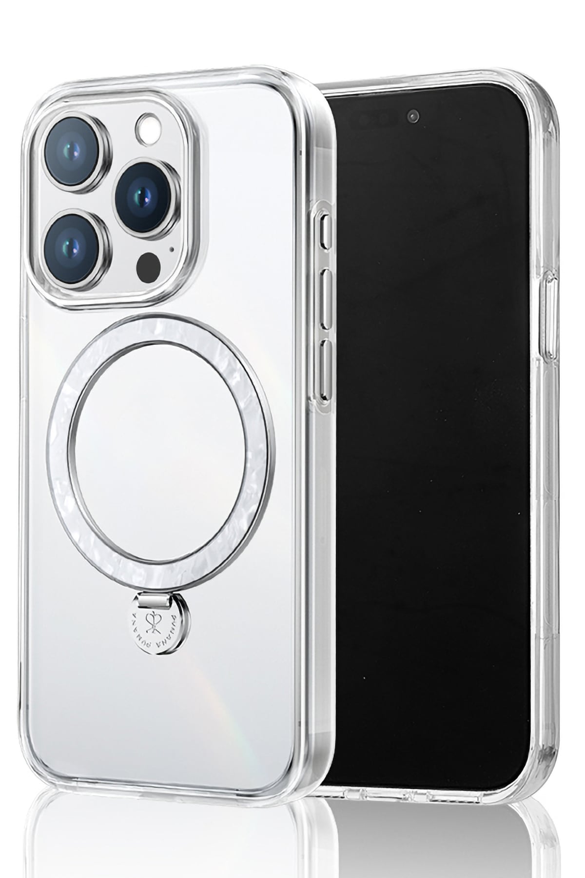 Pynana Dancing Streamer Magsafe Uyumlu iPhone 15 Pro Max Standlı Kılıf Beyaz Pynana