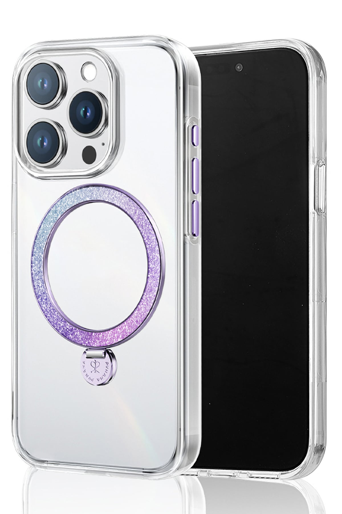 Pynana Dancing Streamer Magsafe Uyumlu iPhone 15 Pro Max Standlı Kılıf Mor Pynana