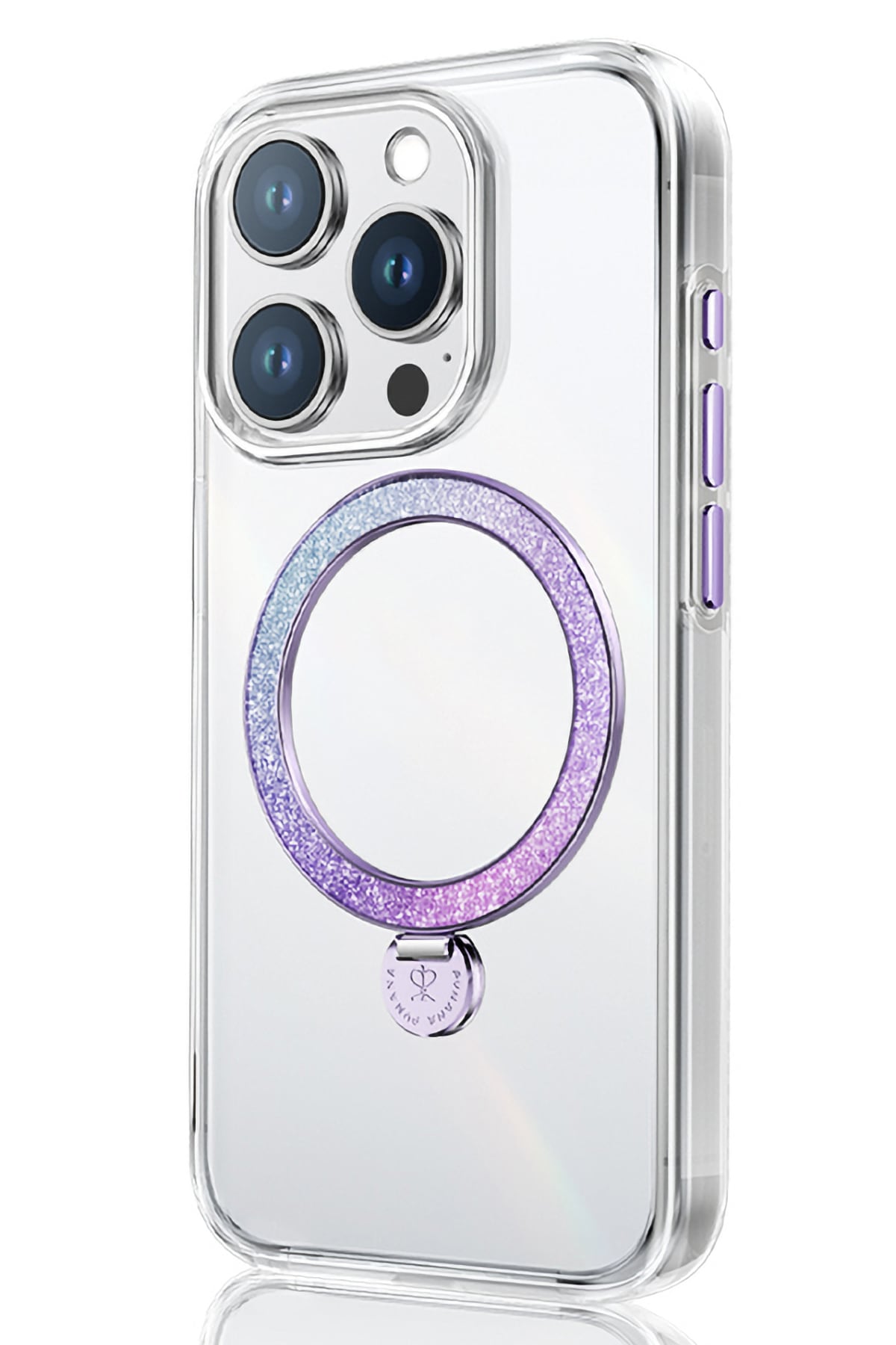 Pynana Dancing Streamer Magsafe Uyumlu iPhone 15 Pro Max Standlı Kılıf Mor Pynana