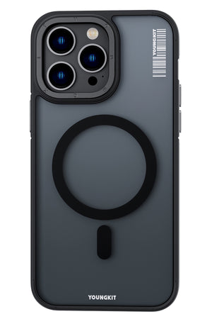 Youngkit Rock Sand Skin iPhone 15 Pro Max Uyumlu Magsafe Siyah Kılıf