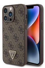 Guess iPhone 14 Pro Max Uyumlu 4G Desenli Strass Kılıf Kahverengi Guess