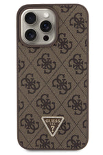 Guess iPhone 15 Pro Uyumlu 4G Desenli Strass Kılıf Kahverengi Guess