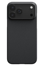 Tactile Woven iPhone 17 Pro Max MagSafe Uyumlu 1500D Aramid Fiber Kılıf Black-Gray Twill Pitaka