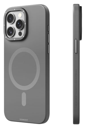 Youngkit Velvet iPhone 14 Pro Max Magsafe Uyumlu Kılıf Gri