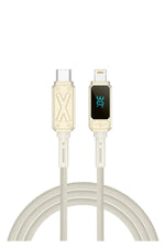 Wiwu Titan Serisi Lightning to Type-C PD 30W LED Şarj ve Data Kablosu 1.2M Krem Wiwu