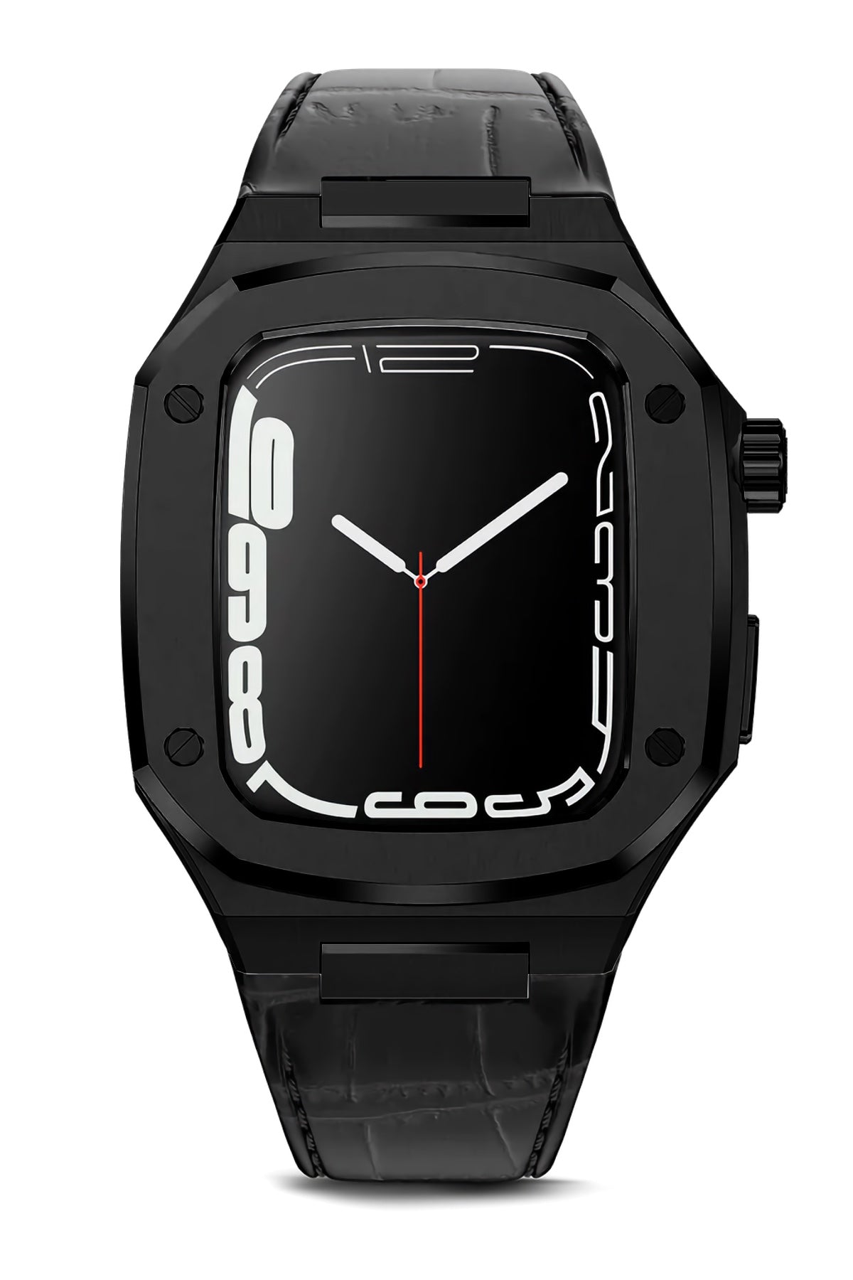 Apple Watch Uyumlu Belize Siyah Kasa Koruyucu Deri Kordon Siyah  bikordon