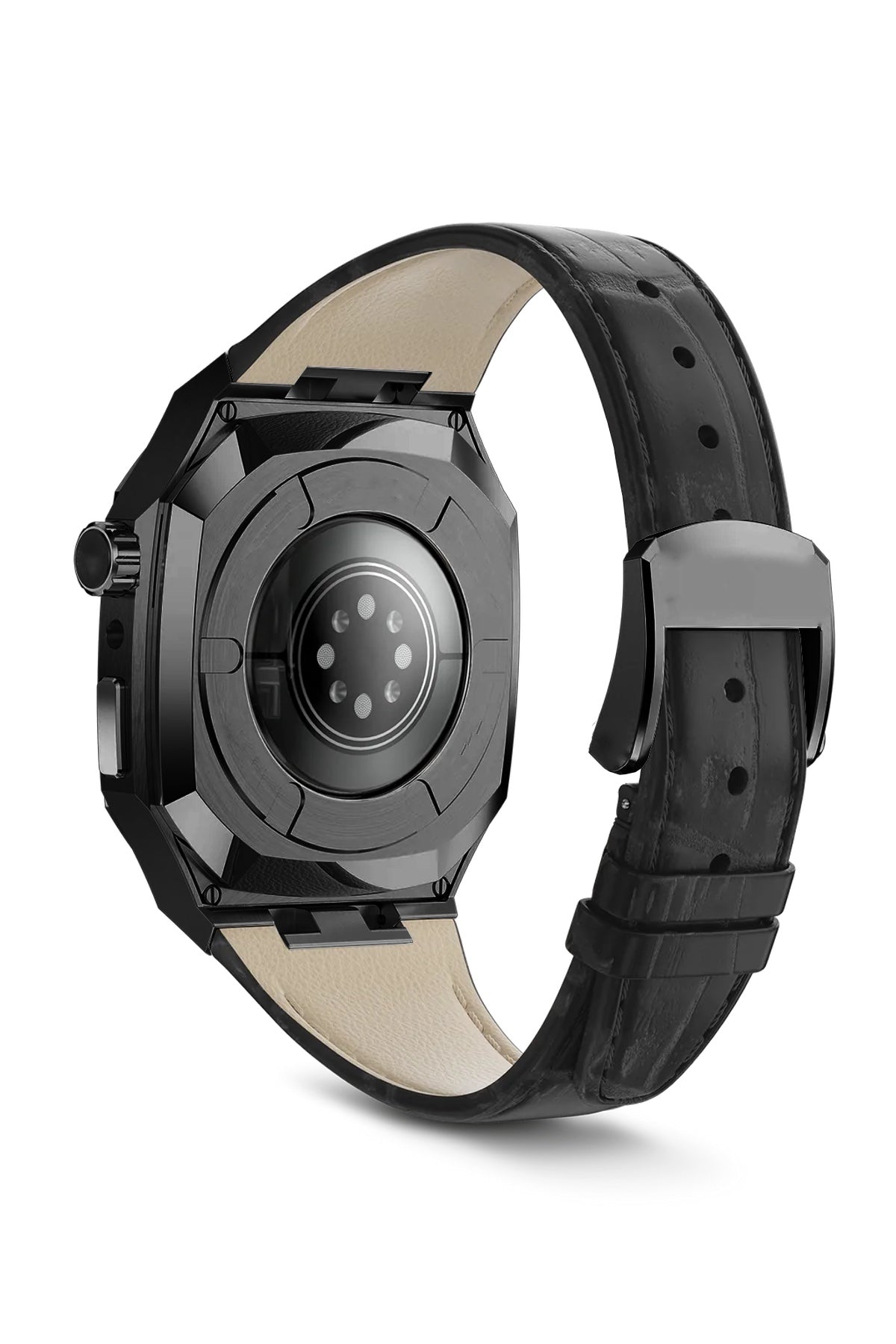 Apple Watch Uyumlu Belize Siyah Kasa Koruyucu Deri Kordon Siyah  bikordon