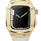 Apple Watch Uyumlu Belize Gold Kasa Koruyucu Deri Kordon Beyaz