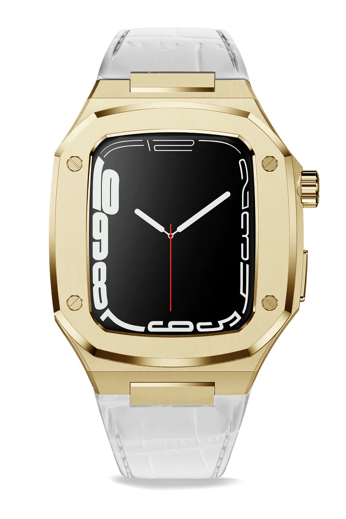 Apple Watch Uyumlu Belize Gold Kasa Koruyucu Deri Kordon Beyaz  bikordon