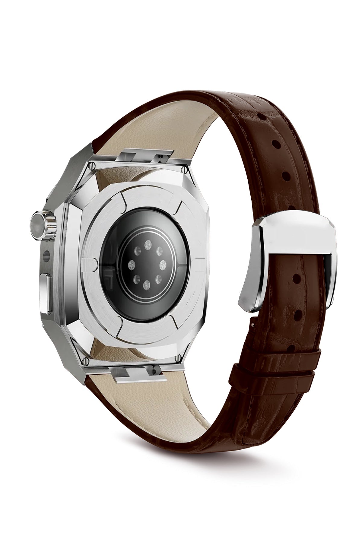 Apple Watch Uyumlu Belize Gümüş Gri Kasa Koruyucu Deri Kordon Taba  bikordon