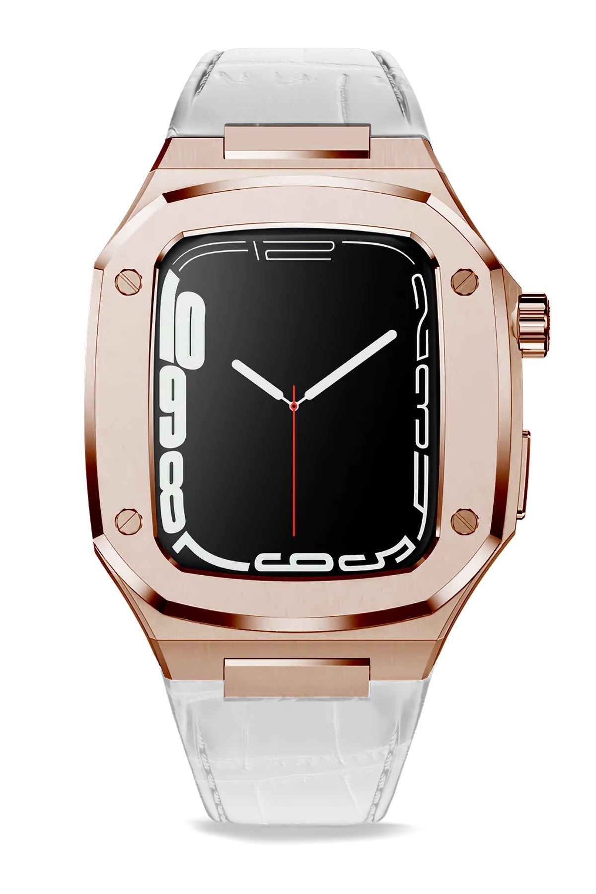 Apple Watch Uyumlu Belize Rose Gold Kasa Koruyucu Deri Kordon Beyaz  bikordon