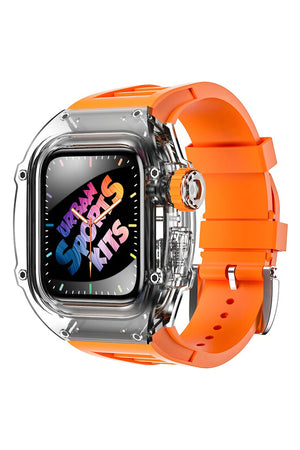Apple Watch Uyumlu Armor Loop Şeffaf Kasa Koruyucu Mandarine Silikon Kordon