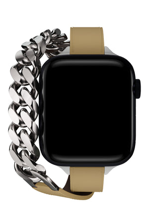 Apple Watch Uyumlu Double Tour Deri Kordon Achrom  bikordon