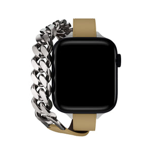 Apple Watch Uyumlu Double Tour Deri Kordon Achrom  bikordon
