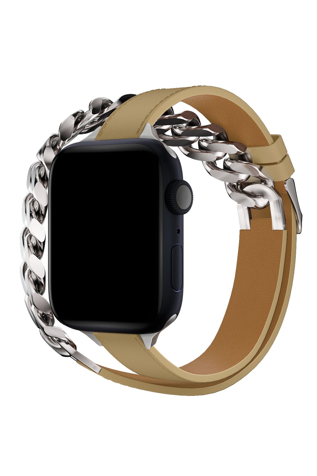 Apple Watch Uyumlu Double Tour Deri Kordon Achrom  bikordon