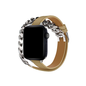 Apple Watch Uyumlu Double Tour Deri Kordon Achrom  bikordon