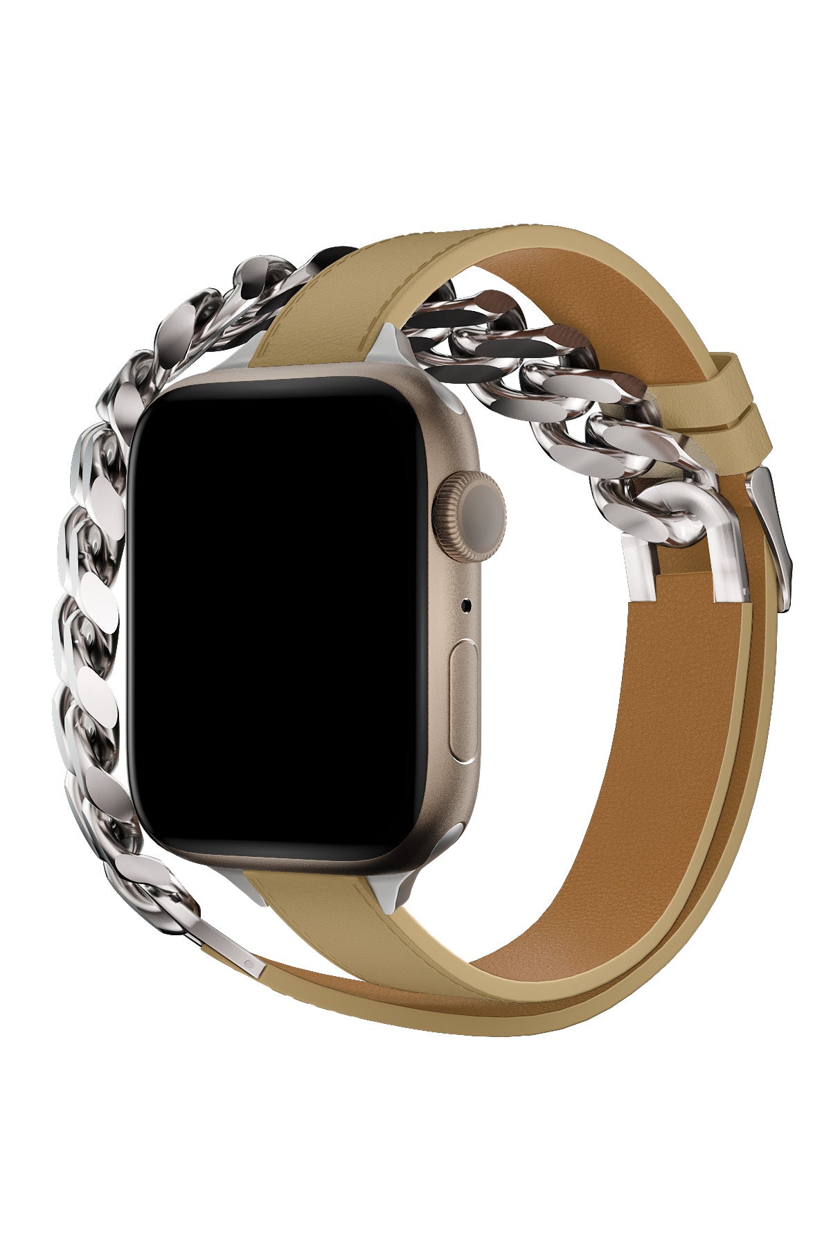Apple Watch Uyumlu Double Tour Deri Kordon Achrom  bikordon