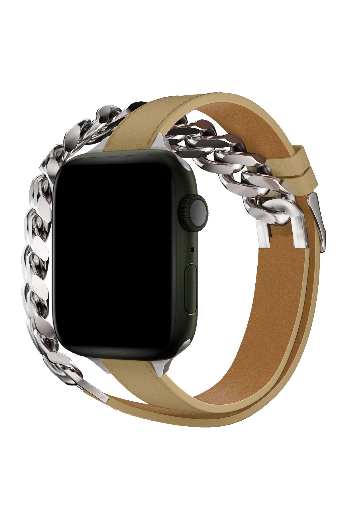 Apple Watch Uyumlu Double Tour Deri Kordon Achrom  bikordon