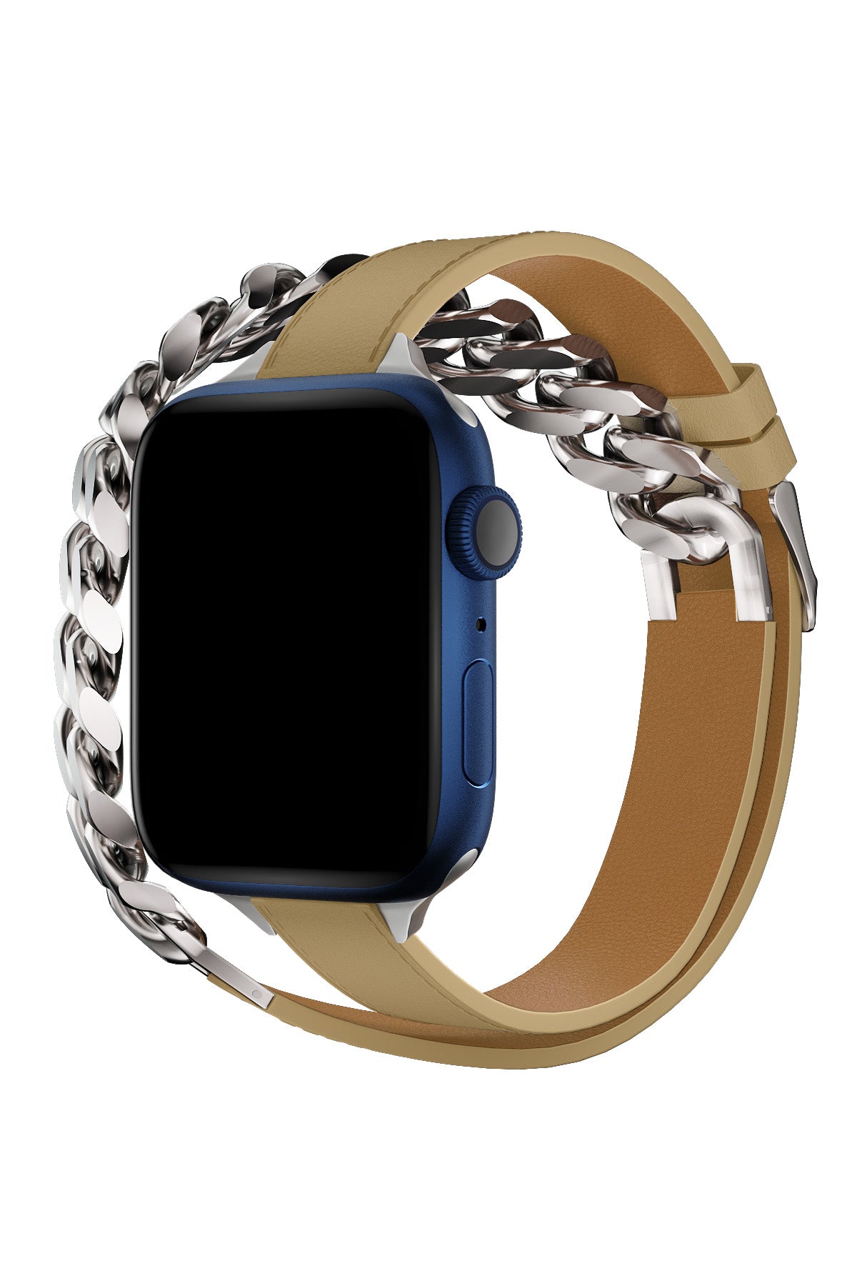 Apple Watch Uyumlu Double Tour Deri Kordon Achrom  bikordon