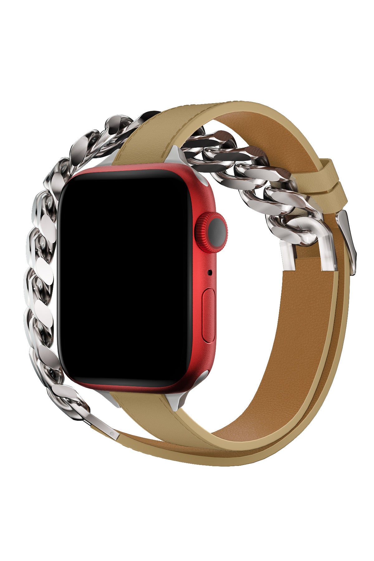 Apple Watch Uyumlu Double Tour Deri Kordon Achrom  bikordon