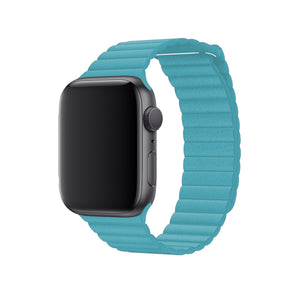Apple Watch Uyumlu Deri Loop Kordon Akuamarin  bikordon