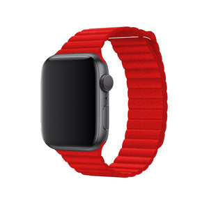 Apple Watch Uyumlu Deri Loop Kordon Kırmızı  bikordon