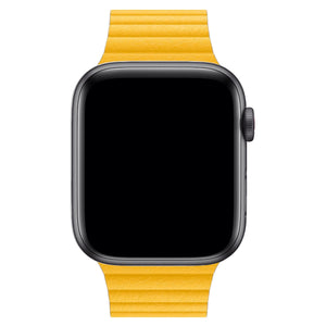 Apple Watch Uyumlu Deri Loop Kordon Sarı  bikordon