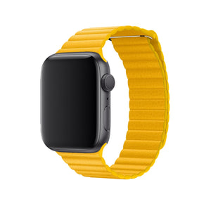 Apple Watch Uyumlu Deri Loop Kordon Sarı  bikordon