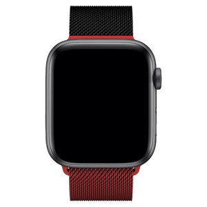 Apple Watch Uyumlu Metal Milano Loop Kömür Kırmızı  bikordon