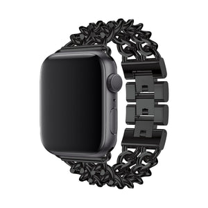 Apple Watch Uyumlu Çelik Zincir Loop Kordon Siyah  bikordon