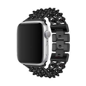 Apple Watch Uyumlu Çelik Zincir Loop Kordon Siyah  bikordon