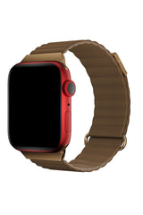 Apple Watch Compatible Premium Leather Loop Band Tawny 
