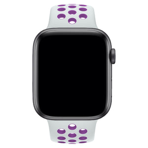 Apple Watch Uyumlu Silikon Delikli Spor Kordon Beyaz Mor  bikordon
