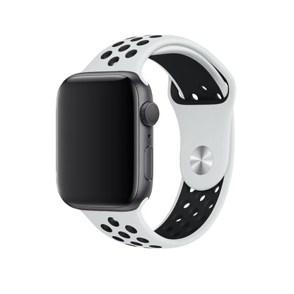 Apple Watch Uyumlu Silikon Delikli Spor Kordon Beyaz Siyah  bikordon